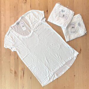 New NWT Splendid Very Light Jersey U-Neck Tee Top S White Supima Cotton Modal